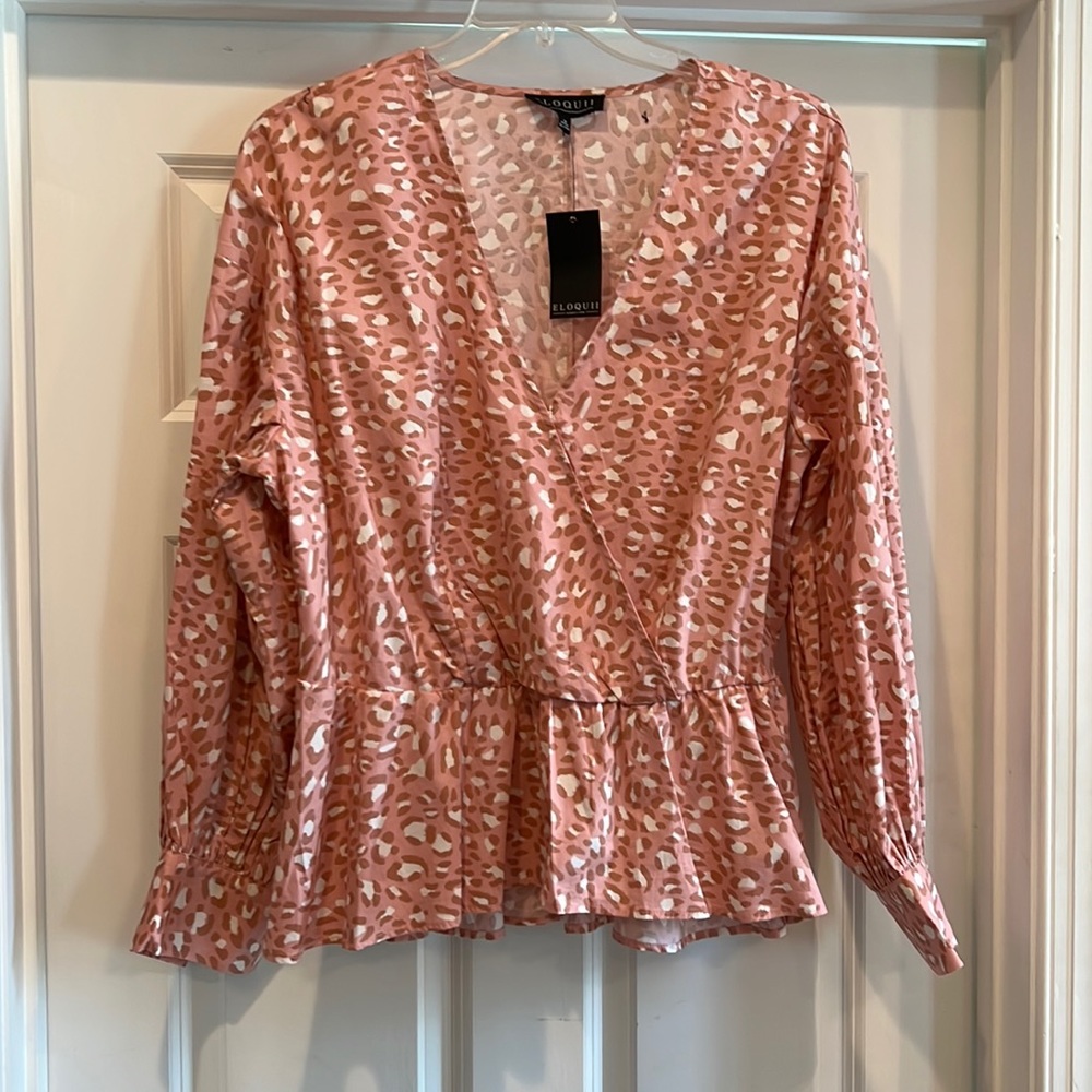 ELOQUII - Blouse - Wrapped - Pink/Tan/White - Size 18